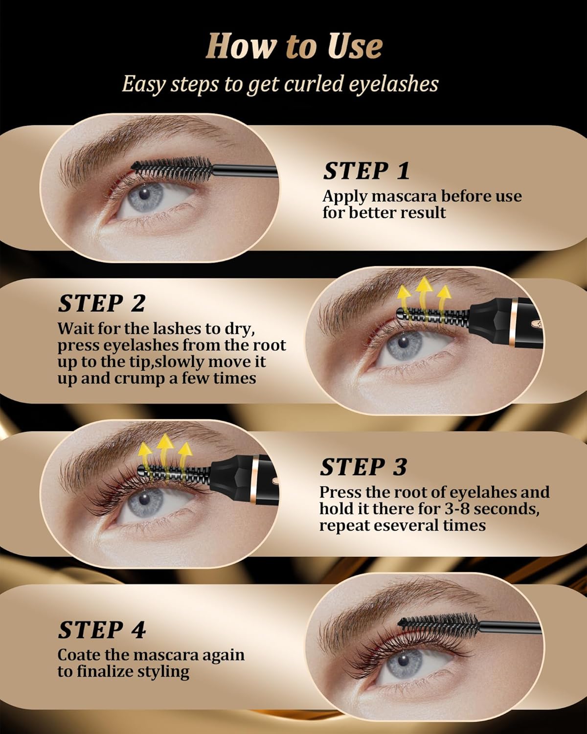 Heated Eyelash Curlers - Eye Lash Curler Heat with Eyelash Comb - Electric Eyelash Curler - Rizador De Pestañasey LED Display 3 Temp Settings USB Charge Natural Curling 24H for Women Makeup Tool Gifts-FemmiqueWomen