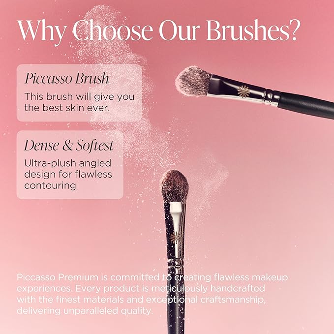 Piccasso 23 Small Blusher Brush – Precise Makeup Brush for Cheeks, Nose, and Chin, Soft Squirrel & Horse Hair for Delicate Application, Detail Face Brush for Daily Use, Korean Professional Beauty Tool-FemmiqueWomen
