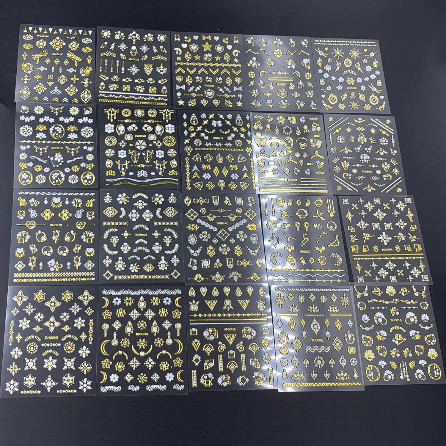22 Sheets 3D Nail Adhesive Stickers for Women Gold Metallic Chain Line Nail Stickers Diamond Design Luxury Nail Art Decoration with with Tweezers Nail File Separators-FemmiqueWomen