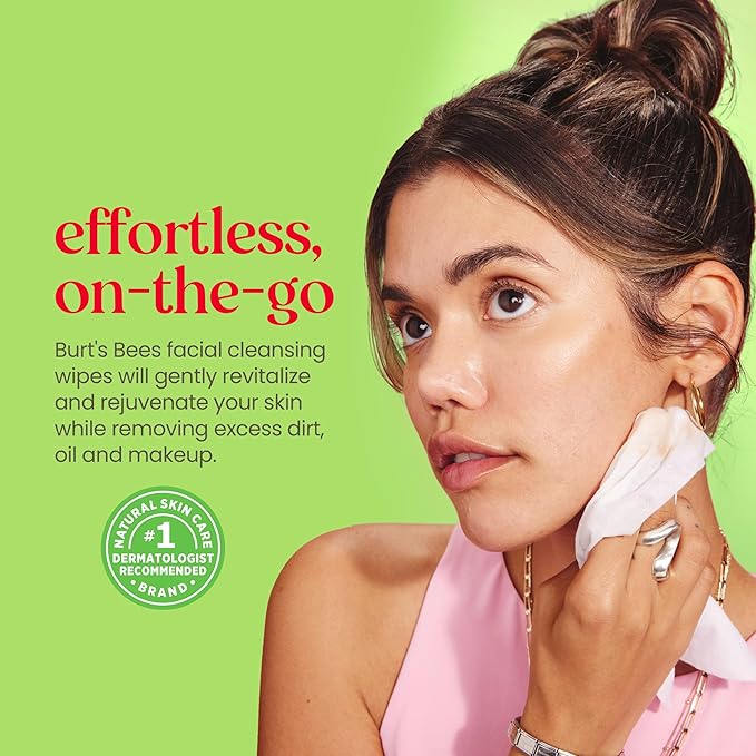 Burt's Bees Back To School Dorm Essentials, Aloe Vera Face Wipes, for Sensitive Skin, Soothing Makeup Remover & Facial Cleansing Towelettes, 30 Ct. (3-Pack)-FemmiqueWomen