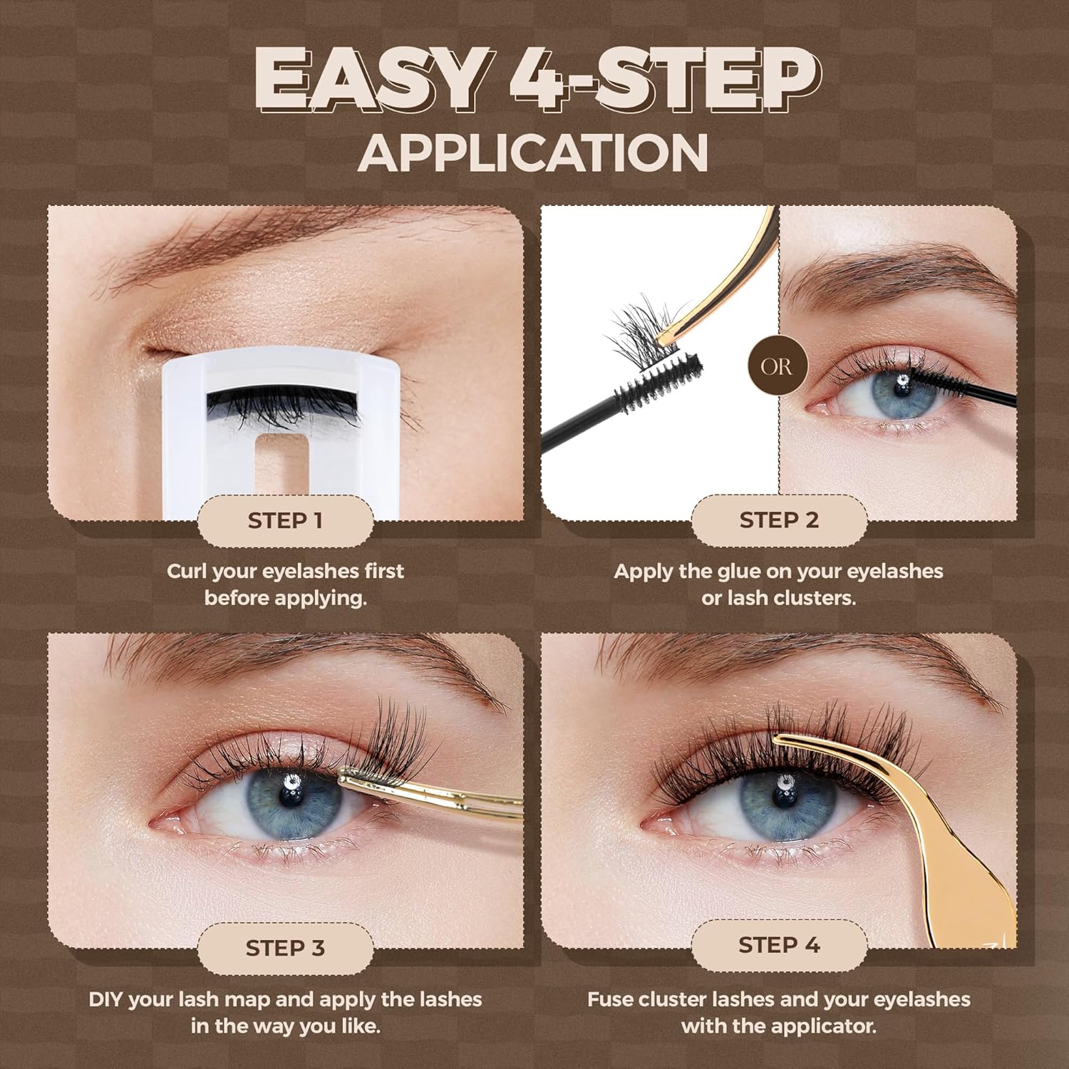 PopUp Cluster Lashes Wispy Cluster Eyelash Extensions 3D DIY Lash Clusters 10-16mm Multilayered Eyelash Clusters, Reusable Fluffy Individual Lashes Cluster(BDD02)-FemmiqueWomen