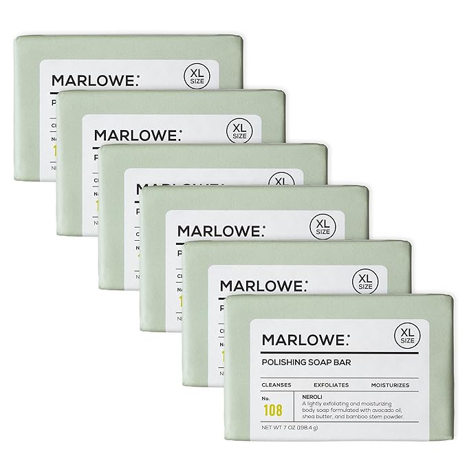 MARLOWE. No. 108 Lightly Exfoliating Soap Bar, 7oz (6 Bars) Polishing, Moisturizing & Cleansing Bar Soap for Men, Made with Natural Ingredients-FemmiqueWomen