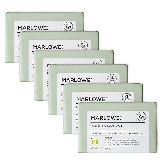MARLOWE. No. 108 Lightly Exfoliating Soap Bar, 7oz (6 Bars) Polishing, Moisturizing & Cleansing Bar Soap for Men, Made with Natural Ingredients-FemmiqueWomen