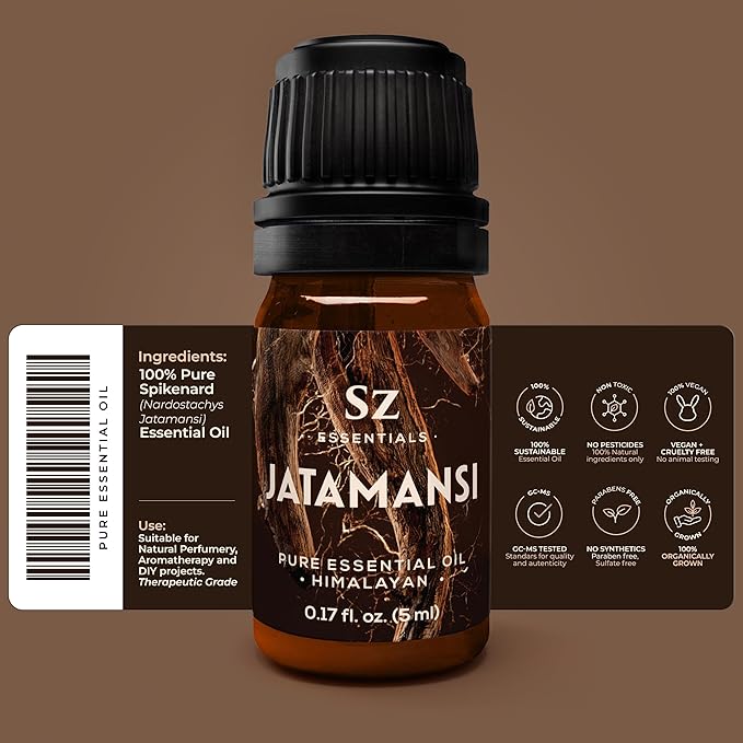 Jatamansi Essential Oil aka Spikenard - 100% Pure & Undiluted - Extracted from Nardostachys Jatamansi - Strong & Powerful Scent with Earthy Overtones - Therapeutic Grade - 0.17oz-FemmiqueWomen