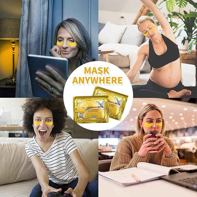 30 Pairs Under Eye Patches,Gold Under Eye Mask,Eye Masks Skincare Enriched with Collagen,Eye Patches for Puffy Eyes and Dark Circles,Undereye Bags,Reduce Wrinkles,Anti-Aging-FemmiqueWomen
