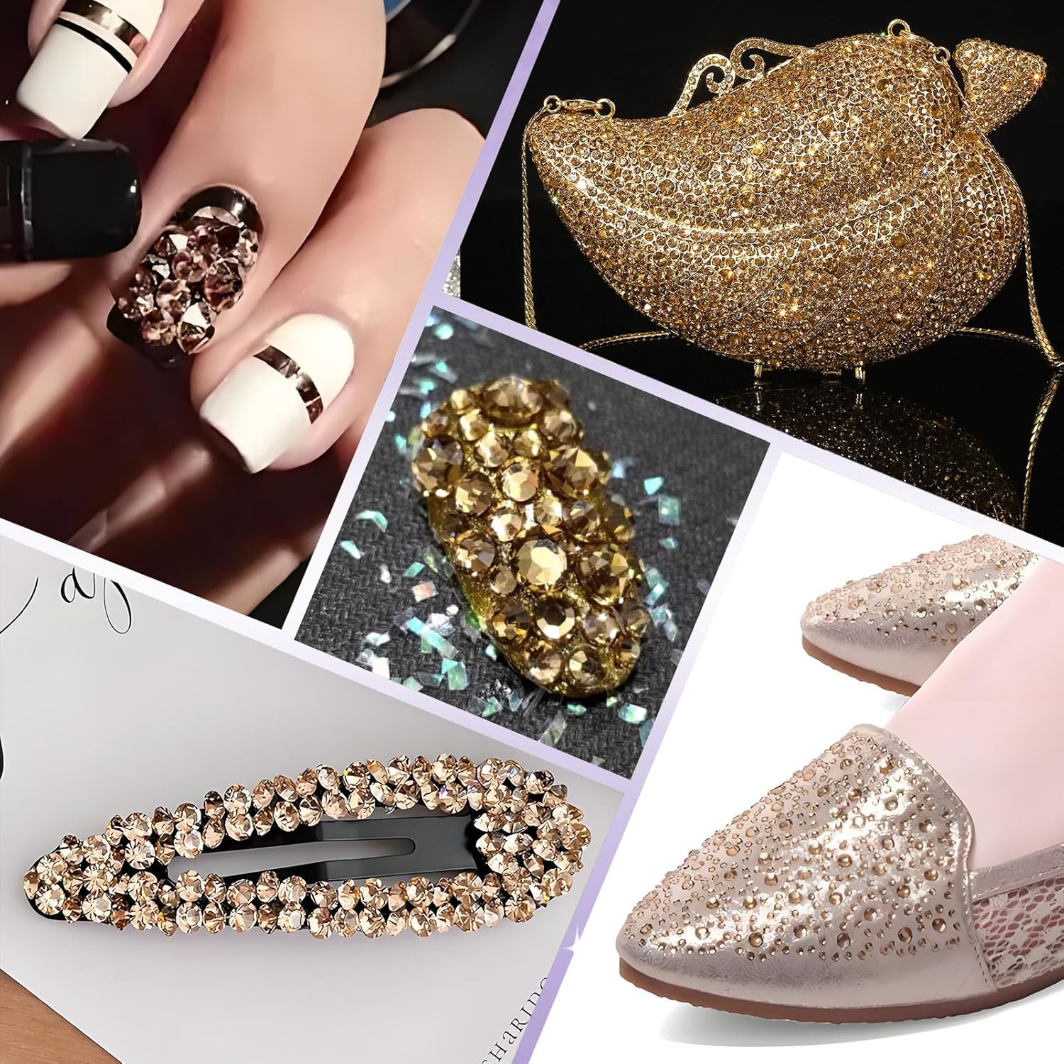 2000 PCS SS16 Flatback Rhinestones,12-Facet Diamond-Cut Glass Gems for Nail Art,Clothing,DIY Crafts,Glue-On Decoration Stones with Silver Backing,Golden Shadow-FemmiqueWomen