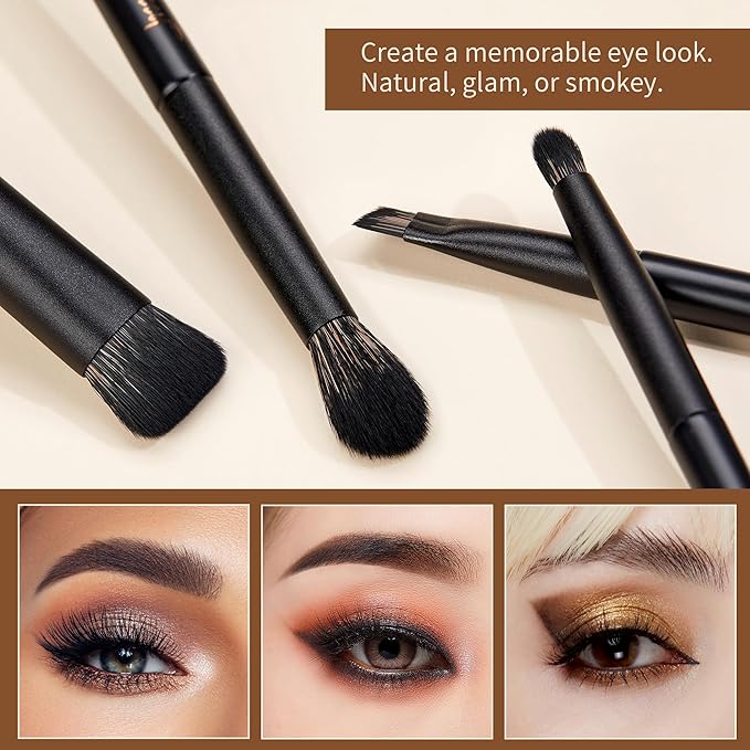 Jessup Makeup Brushes Set Jessup Make up Brushes 14Pcs Black Kabuki Foundation Eyeshadow Contour Concealer Powder Eyeliner Crease Eyebrow Blending Brush with Gift Box, T336-G-FemmiqueWomen