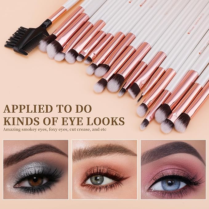 DUcare Makeup Brushes Set Professional 27Pcs Makeup Brushes Premium Synthetic Kabuki Foundation Blending Face Powder Blush Concealers Eye Shadows Make Up Brushes Kit White-FemmiqueWomen
