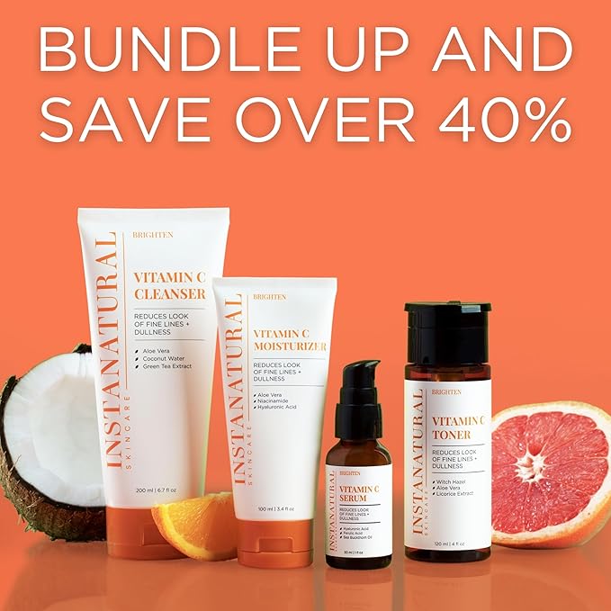InstaNatural Skin Care Set, Vitamin C Face Wash, Toner, Serum and Moisturizer , Hydrating, Anti Aging and Brightening-FemmiqueWomen