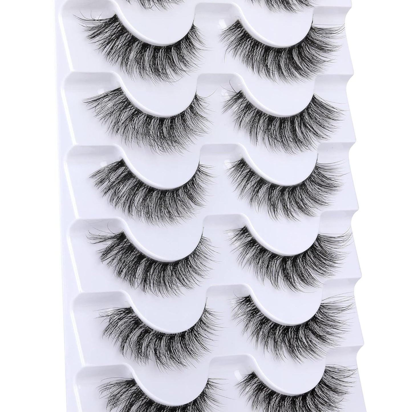 JIMIRE Lashes with Clear Band Demi-Wispies Fluffy Faux Mink Eyelashes Wispy Cat-Eye False Eyelashes Natural Look 7 Pairs Pack-FemmiqueWomen
