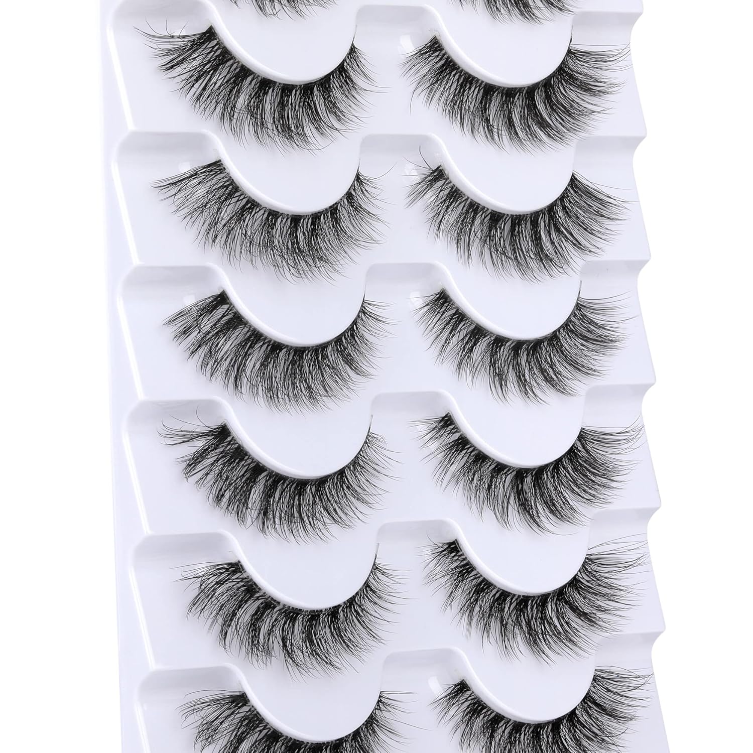 JIMIRE Lashes with Clear Band Demi-Wispies Fluffy Faux Mink Eyelashes Wispy Cat-Eye False Eyelashes Natural Look 7 Pairs Pack-FemmiqueWomen