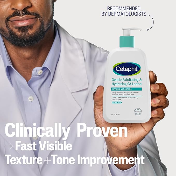 Cetaphil Gentle Exfoliating SA Lotion, Lightweight Moisturizer for All Skin Types, 8 Oz Pump Bottle, Salicylic Acid, Mandelic Acid & Gluconolactone, Gently Exfoliates, Dermatologist Recommended Brand-FemmiqueWomen