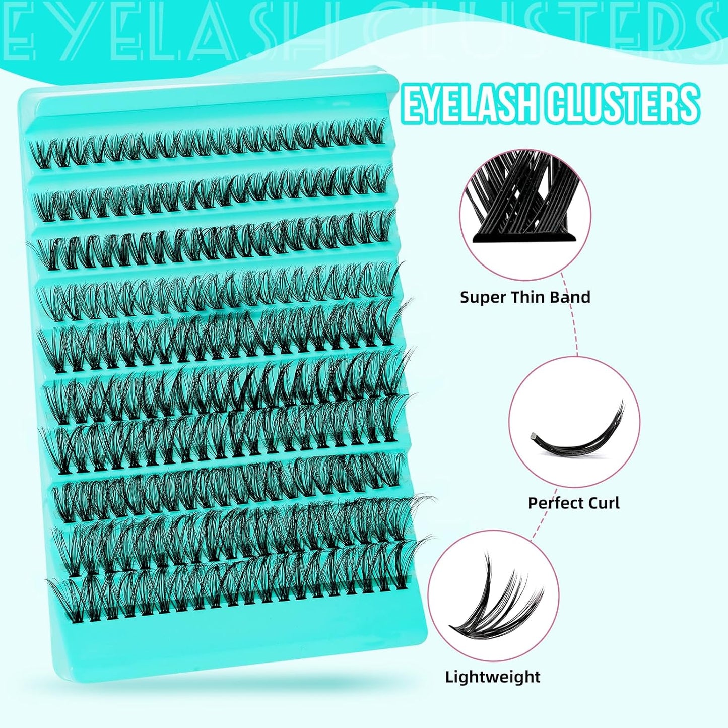 Lash Clusters 200pcs, Eyelash Extension Kit 40D D Curl Diy Cluster Eyelashes Extensions Lash Bond and Remover Waterproof Lash Applicator Tools for 8-18mm Mix Lashes Beginner Self Use-FemmiqueWomen