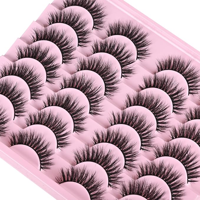FARRED Lashes Natural Look Short Cat Eye Natural Lashes Fluffy Wispy False Eyelashes 14 Pairs Faux Mink Strip Eye Lashes Pack for Daily Makeup (F7 | 6-15mm)-FemmiqueWomen