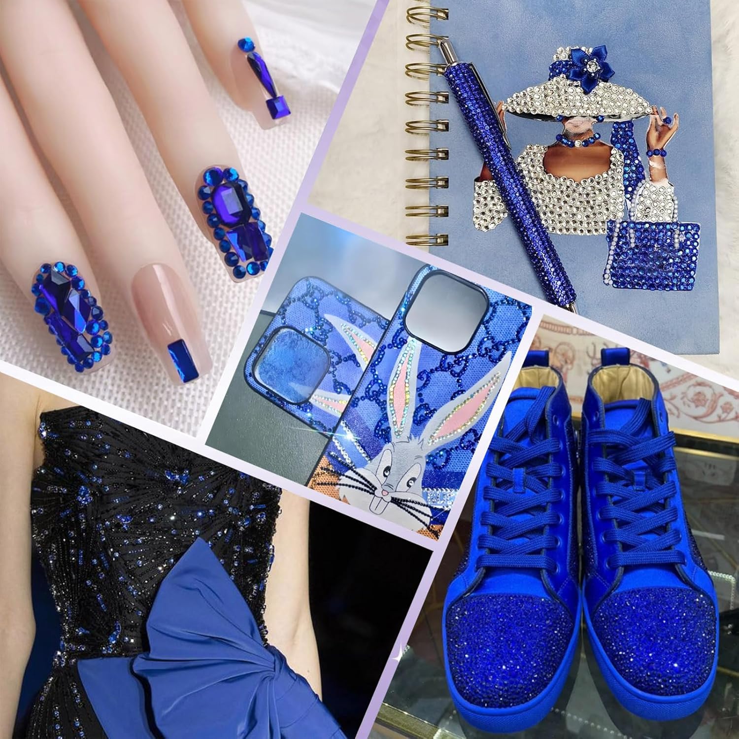 2000PCS SS20 Flatback Rhinestones | 12-Facet Diamond-Cut Glass Gems for Nail Art, Clothing, DIY Crafts |Glue-On Decoration Stones with Silver Backing(Sapphire)-FemmiqueWomen