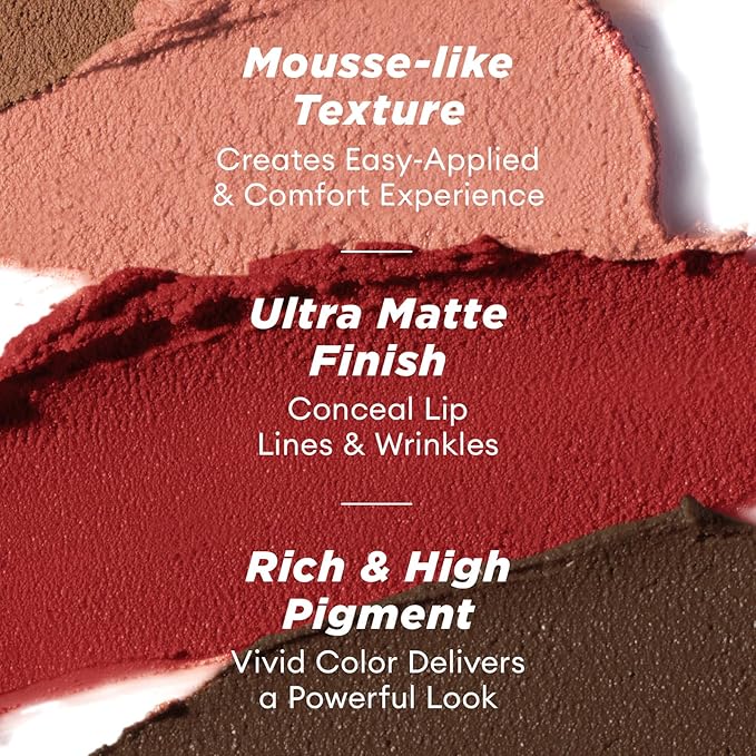 ITY Velvet Matte Finish Lip Stain-Mousse Textured Lip Clay, Nude Shade, Conceals Lip Lines, Rich Pigment Lip Tint Lipsticks, 0.14 oz (4g) in Earthy-FemmiqueWomen