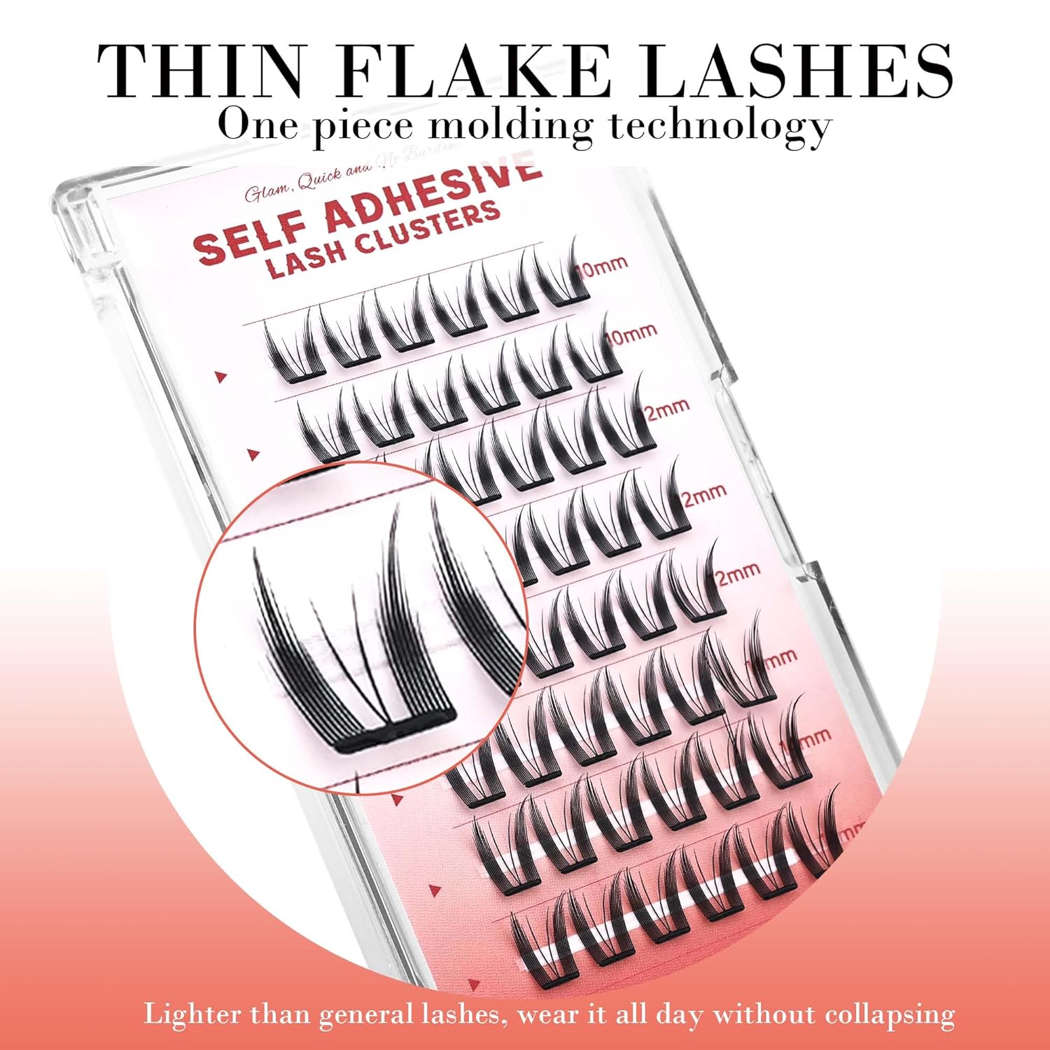 GAQQI Self Adhesive Eyelashes Lash Clusters, Press on Lashes 10-14mm Natural Wispy Cluster Lashes, Reusable No Glue Lashes C Curl, NEW-TECH Thin Flakes Pre Glued Eyelashes Clusters (PG09)-FemmiqueWomen