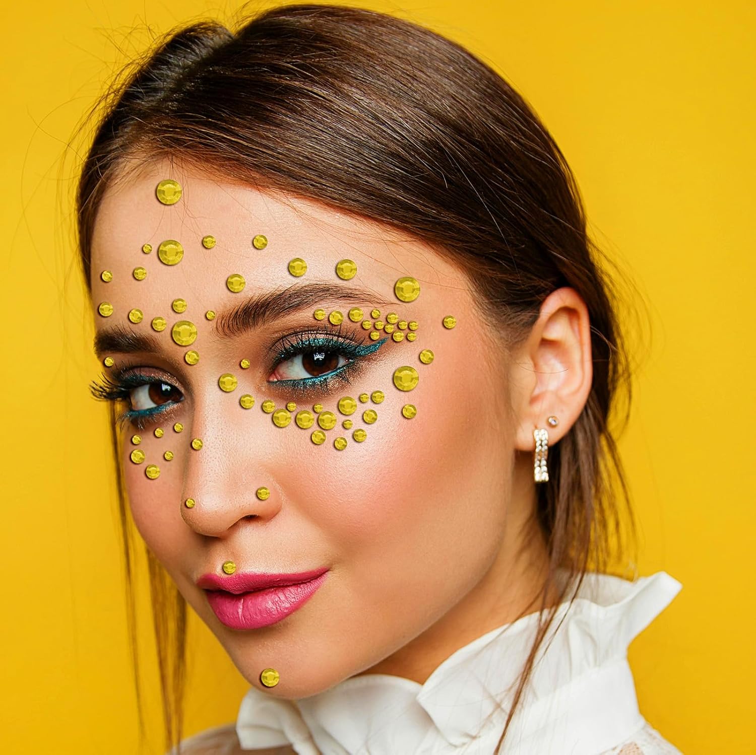 3555 Pieces Face Gem Stickers Self Adhesive Rhinestone Stickers for Crafts 3/4/5/6/8 MM Face Jewels Stickers Diamond Nail Gems Stick on for Face Eye Hair Body Makeup DIY Craft 5 Sizes-FemmiqueWomen