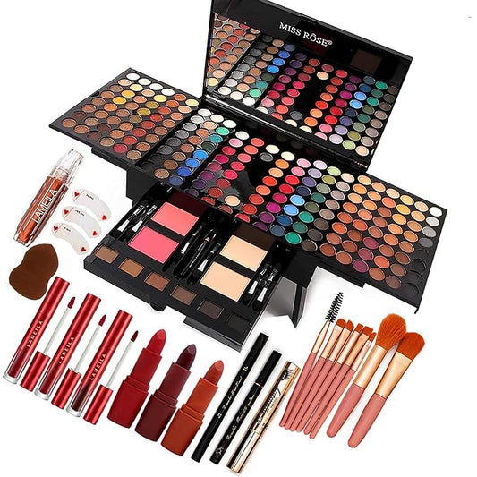 190 Colors Makeup Pallet,Professional Makeup Kit for Women Full Kit,All in One Makeup Sets for Women&Beginner,include Eyeshadow,Lipstick,Compact Powder,Eyeliner,Concealer(004-Black)-FemmiqueWomen