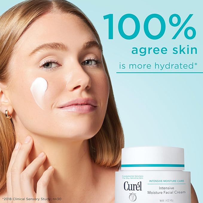 Curel Japanese Skin Care Intensive Face Moisturizer Cream, Hydrating Face Lotion for Dry to Very Dry Sensitive Skin, Anti-Aging, Fragrance-Free, Anti-Wrinkle Japanese Skin Care, 1.4 Oz-FemmiqueWomen
