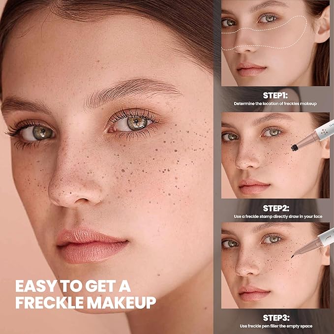 2-in-1 Dual Ended Microblading Freckle Pen & Freckle Stamp,Waterproof Freckle Stamp & Precise 15°Tip for Natural Lifelike Freckle Makeup,Perfect Make up,Last 24Hrs.-FemmiqueWomen