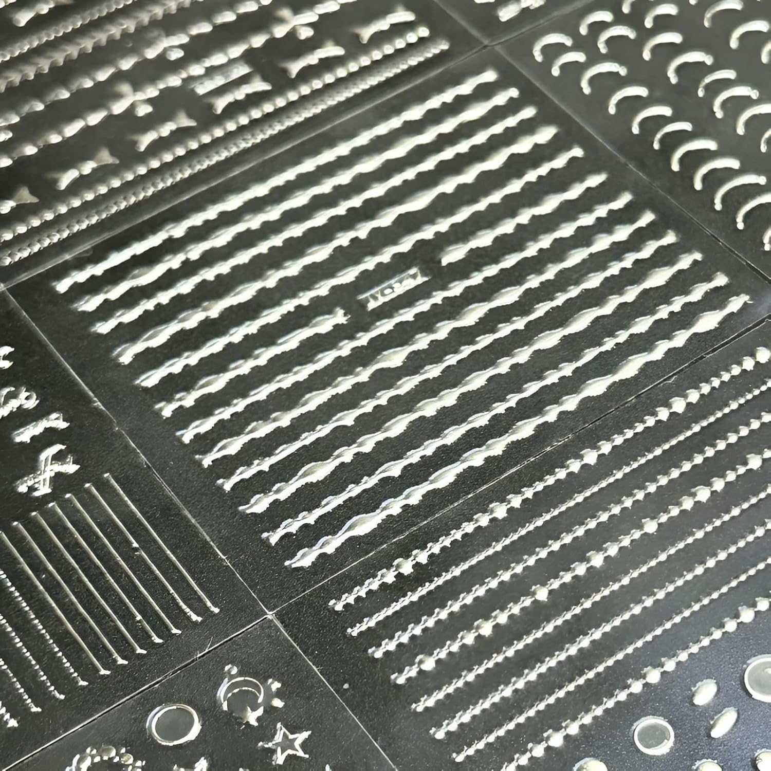 30 Sheets Silver Nail Art Stickers 3D Self-Adhesive Line Nail Decals Silver Star Nail Stickers Moon Heart Nail Supplies Nail Art Design for DIY Acrylic Nails Decoration Accessories for Women-FemmiqueWomen