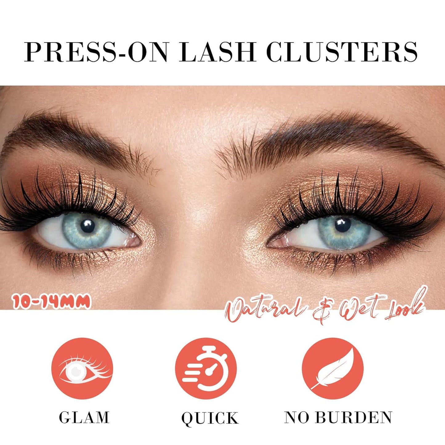 GAQQI Self Adhesive Eyelashes Lash Clusters, Press on Lashes 10-14mm Natural Manga Cluster Lashes, Reusable No Glue Lashes C Curl, NEW-TECH Thin Flakes Pre Glued Eyelashes Clusters (PG25)-FemmiqueWomen