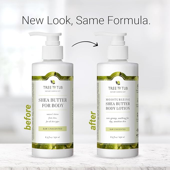 Tree to Tub Unscented Shea Butter Body Lotion for Dry Skin - Fragrance Free Lotion,Vegan Body Moisturizer, Good for Sensitive Skin for both Women & Men-FemmiqueWomen