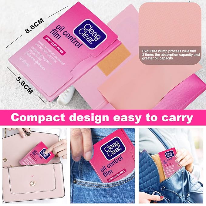 Oil Control Film Replacment for Clean & Clear Oil-absorbing Sheets,3 Pack (Grapefruit Fragrance) Oil Blotting Sheets For Face,Makeup Friendly High-performance Handy Face Blotting Paper for Oily Skin-FemmiqueWomen