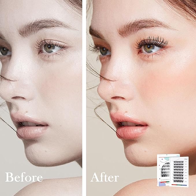 GAQQI Self Adhesive Lash Clusters, No Glue Eyelash Clusters 10-16mm Full & Volume Self Adhesive False Eyelashes, No Band Glueless Lashes-FemmiqueWomen