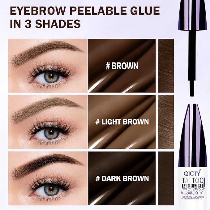 2025 New Tattoo Eyebrow Gel Easy Peel Off for Women, Upgrade Eyebrow Tattoo Peel Off, Transfer-proof Eyebrow Gels Waterproof for All Skin Types (Brown)-FemmiqueWomen