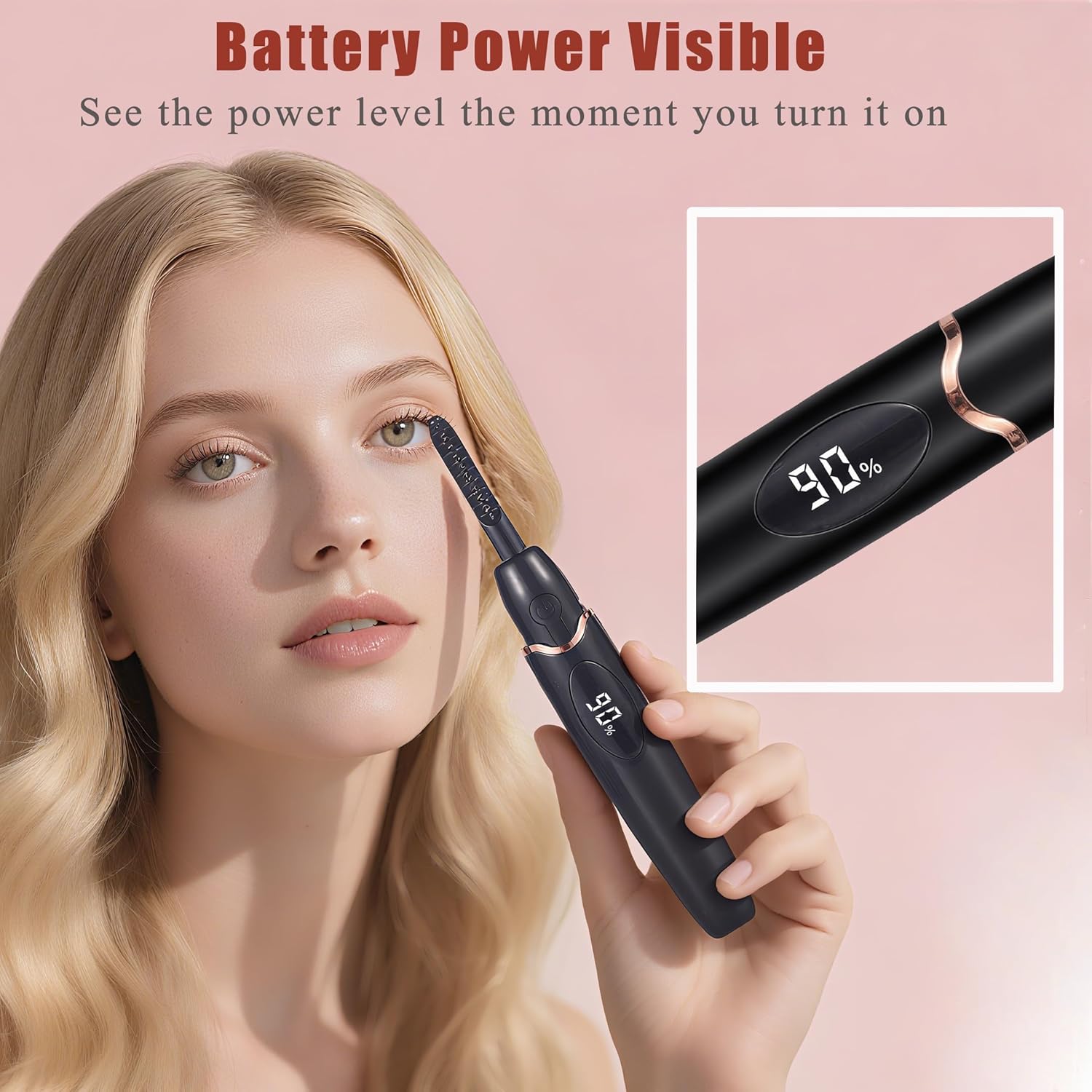 Heated Eyelash Curlers Electric Eyelash Curler with LED Display, 4 Temperature Modes Anti-Burn USB Rechargeable Natural Curling 24H Long Lasting for Women Makeup Tools Gifts-FemmiqueWomen