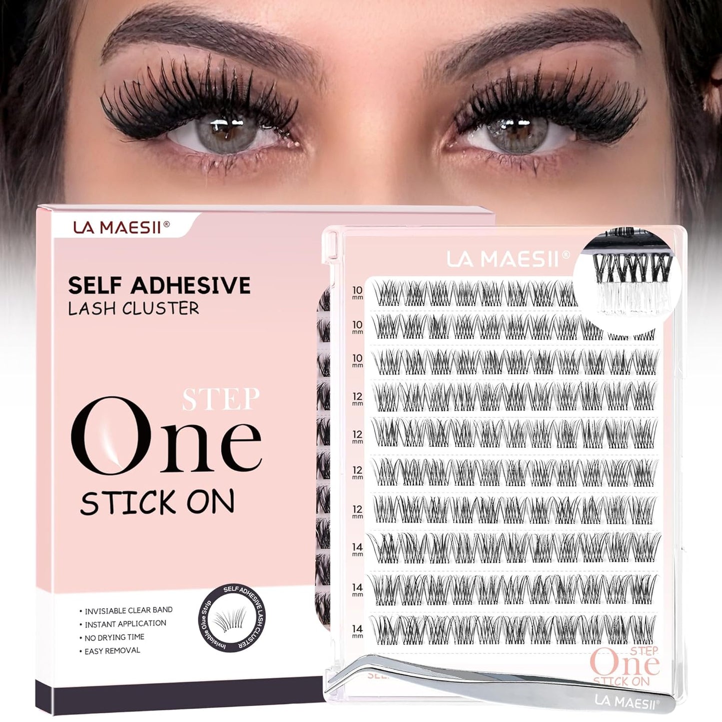 Self Adhesive Eyelashes, 112Pcs Clear Band Lash Clusters, Wipsy Pre-Glued Eyelash Clusters, No Glue Needed Press On Invisible Band Resuable Eyelashes(SC15)-FemmiqueWomen