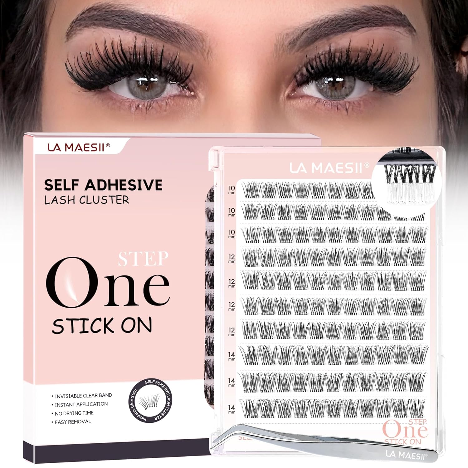 Self Adhesive Eyelashes, 112Pcs Clear Band Lash Clusters, Wipsy Pre-Glued Eyelash Clusters, No Glue Needed Press On Invisible Band Resuable Eyelashes(SC15)-FemmiqueWomen
