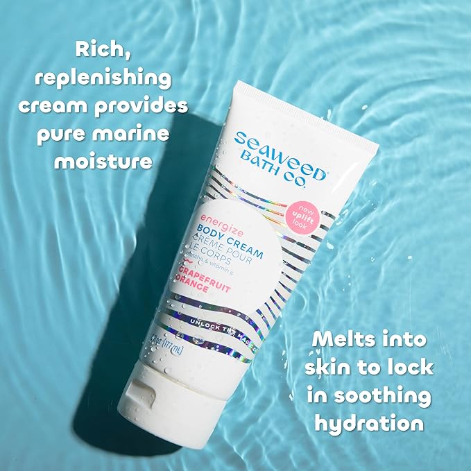 Seaweed Bath Co. Energize Body Cream - Grapefruit Orange | Hand and Body Lotion with Vitamin C, Hyaluronic Acid and Shea Butter | Invigorating Moisturizer For Dry Skin | 6 oz-FemmiqueWomen