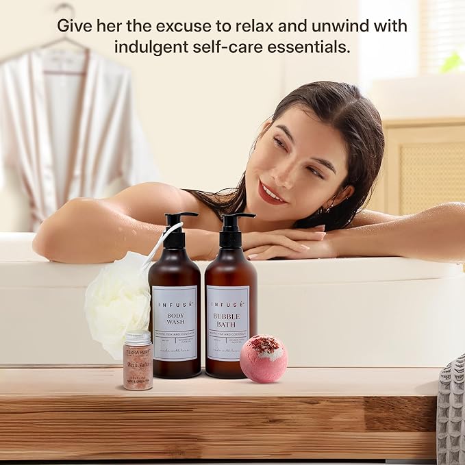 10-Piece Spa Gift Box for Women | Self-Care Set with Eye Mask, Loofa,Bath Bombs,Face Masks,Bubble Bath, Lotion, Body Wash & Bath Salt | Gift for Mom, Grandma, Wife, Bridesmaid or Loved Ones-FemmiqueWomen