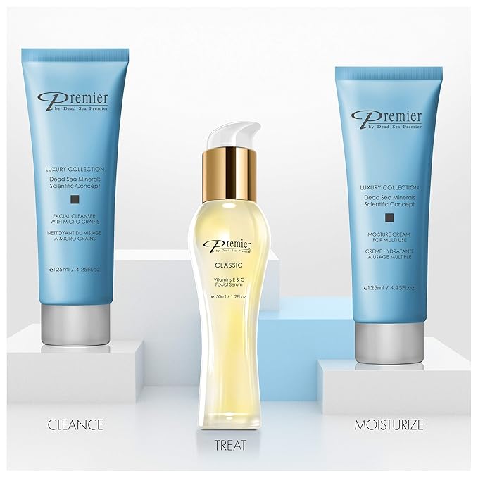 Premier Dead Sea Facial Cleanser with Micro Grains, Luxury collection foaming face wash, daily use skin care, nondrying, anti-aging Skin Care with aloe vera, witch hazel, Dermatologist Tested 4.4fl oz-FemmiqueWomen