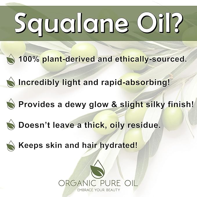 Squalane Oil - Pure, Refined, Plant-Derived, Non-GMO Squalene from Olives - 4 oz Glass & Dropper - Ultra Hydrating Carrier Facial Oil for Face, Skin, Hair, Body, Scalp & More - For All Skin Types-FemmiqueWomen