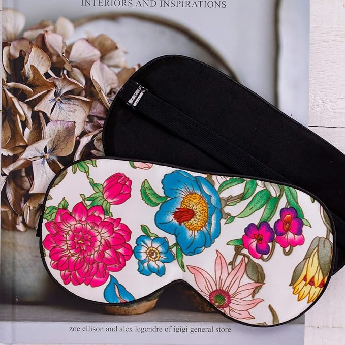 100% Pure Silk Eye Mask Sleep Eye Mask Eye Cover Eyeshade Sleeping Eye Mask Printed Colors (#10)-FemmiqueWomen