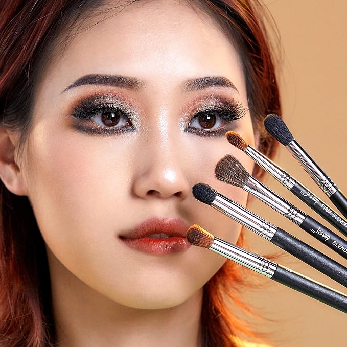 Jessup Eyeshadow Brush Set Professional Eye Blending Brushes for Lid Small Fluffy Soft Eye Brushes 10pcs, T331-FemmiqueWomen