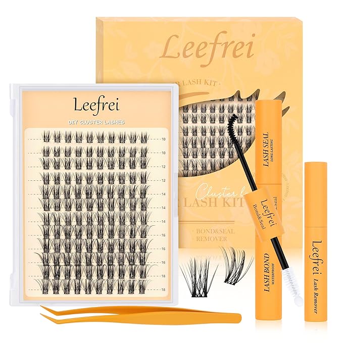 Eyelash Clusters 10-18mm Wispy Eyelash Clusters D Curl DIY Cluster Lash Extension Kit Individual Lashes Kit With Bond & Seal, Glue Remover, Tweezers(LF03 Lashes Set)-FemmiqueWomen