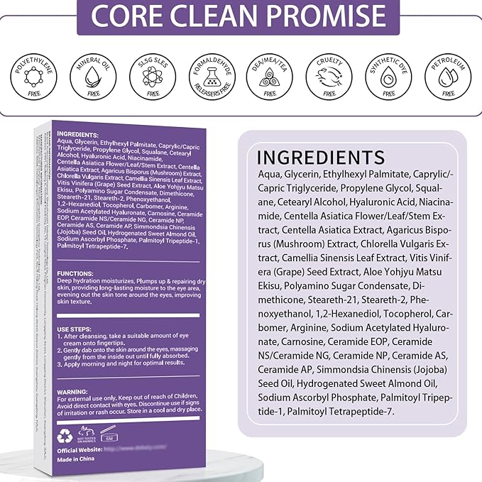 3 Pack Eye Cream Hydrating & Repairing with Hyaluronic Acid & Peptides - Moisturizes, Smooths Fine Lines, Enhances Elasticity (Each 0.529oz | 15g)-FemmiqueWomen