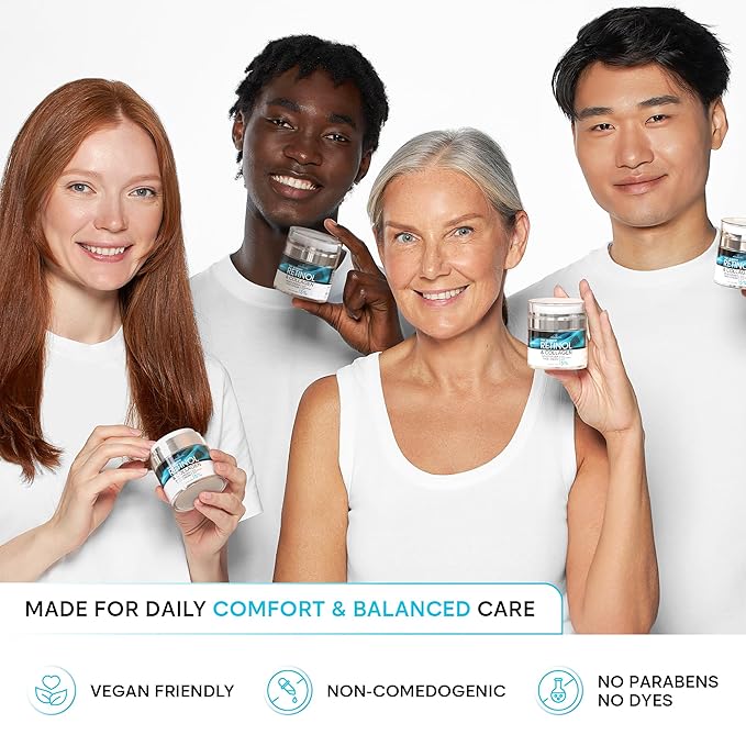 Face Moisturizer Retinol Cream, Anti Aging Neck Firming Cream, Collagen Day & Night Face Cream with Hyaluronic Acid for Women & Men, 1.85 Fl Oz-FemmiqueWomen