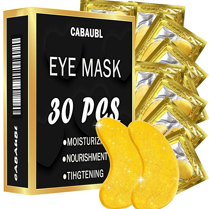 30 Pairs Under Eye Patches,Gold Under Eye Mask,Eye Masks Skincare Enriched with Collagen,Eye Patches for Puffy Eyes and Dark Circles,Undereye Bags,Reduce Wrinkles,Anti-Aging-FemmiqueWomen