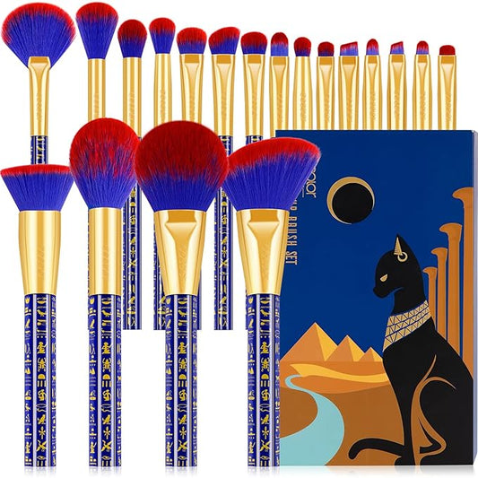 Docolor Makeup Brushes 19Pcs Makeup Brush Set Premium Gift Synthetic Powder Kabuki Foundation Contour Blush Concealer Eye Shadow Blending Liner Make Up Brush Kit, Ancient Egyptian Series-FemmiqueWomen