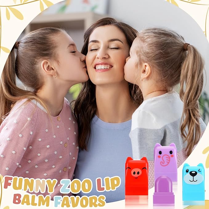 12 Pcs Farm Animals Birthday Lip Balm Gifts for Baby Shower Prizes Gift Baby Shower Favors Genger Reveal Gifts Zoo Theme Birthday Party Favors for Preschool Toddler Boy Girl Classroom Prizes-FemmiqueWomen