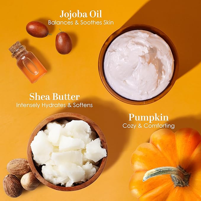 Pumpkin Body Butter with Organic Shea Butter | Pumpkin Spice Lotion for Women | Non Greasy Body Cream | Fall Body Care Favorite with Pumpkin Spice Scent-FemmiqueWomen