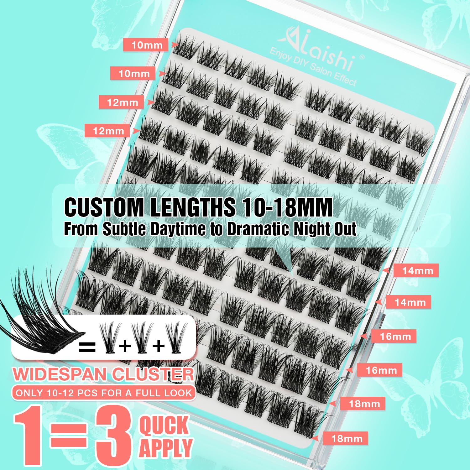 No Glue Needed Lashes, Self Adhesive Eyelashes, DIY Lash Cluster Eyelash Extensions Kit 10‑18mm,120pcs Fluffy D Curl Soft Natural Lashes with Tweezers–Fake Cat Eye Wispy Individual Clusters(NGDYAA1)-FemmiqueWomen