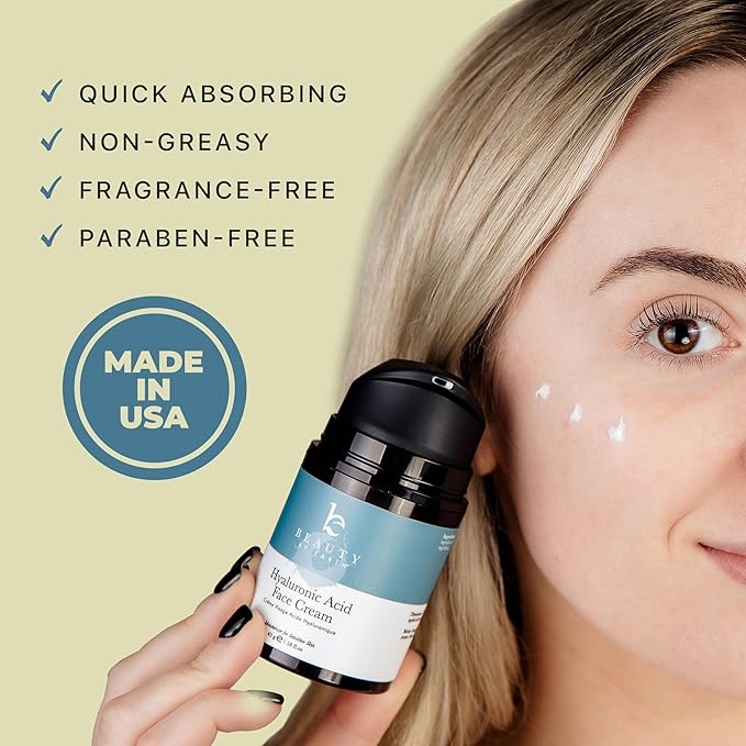 Hyaluronic Acid Moisturizer for Face - USA Made with Organic & Natural Ingredients, Hydrating Anti Aging Face Moisturizer for Dry Skin with Glycerin & Vitamin E, Unscented Anti Wrinkle Cream-FemmiqueWomen