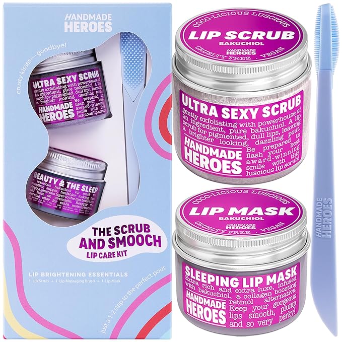 100% Natural Lip Scrub, Vegan Conditioning Coconut Lip Exfoliator - Gentle Exfoliant, Sugar Lip Polish and Lip Exfoliator Scrubber for Chapped and Dry Lips (Bakuchiol 3pc Set)-FemmiqueWomen